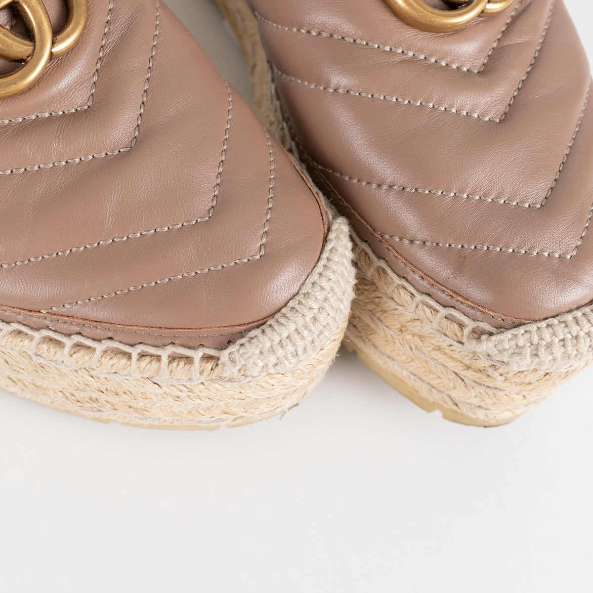 Gucci Beige Marmont Platform Espadrille