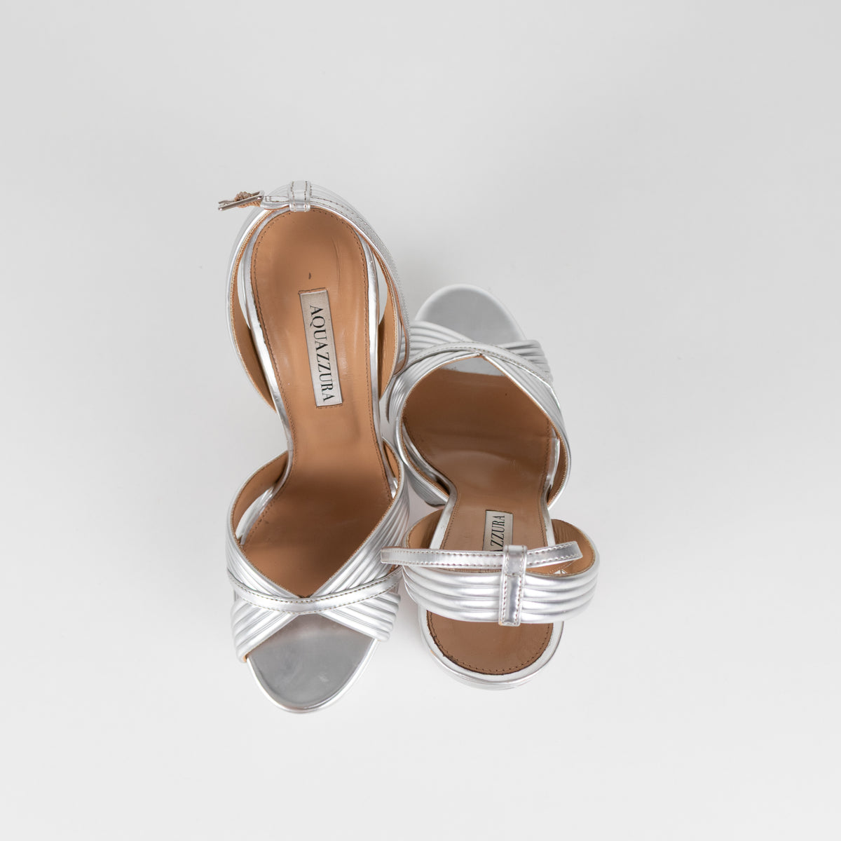 Aquazurra Silver Platform Heels