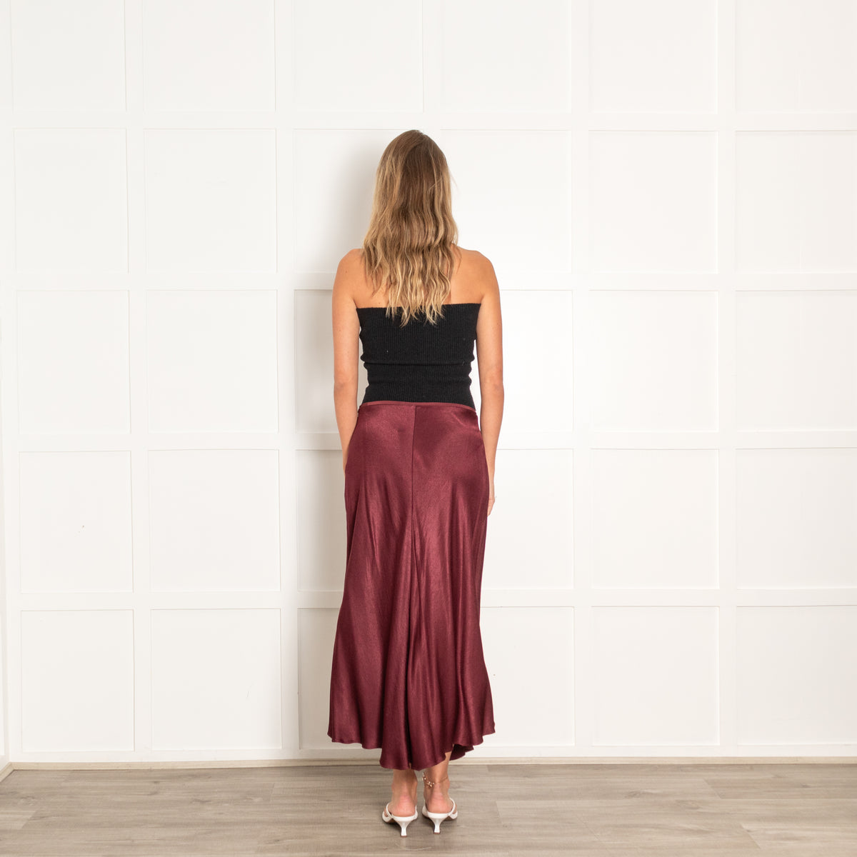 Samsoe Samsoe Burgundy Satin Midi Skirt