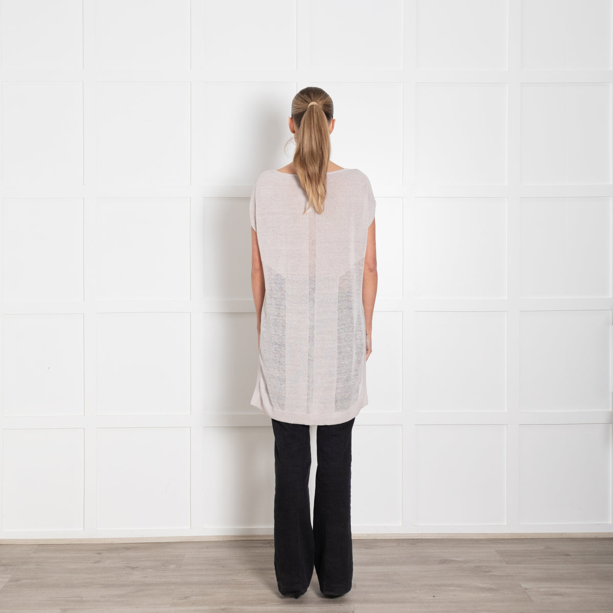 Duffy Light Beige Linen Blend Sleeveless Knitted Tunic