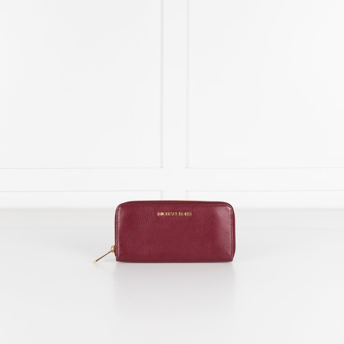 Michael Kors Carmine Purple Grained Leather Zip Around Wallet