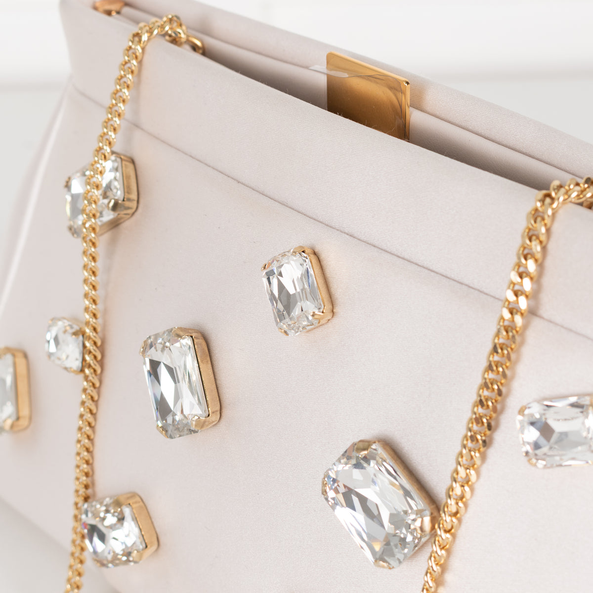 DeMellier Cannes Satin Clutch with Crystals