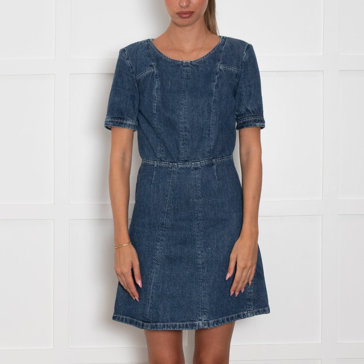 Chloe Blue Denim Short Sleeve Mini Dress UK 8
