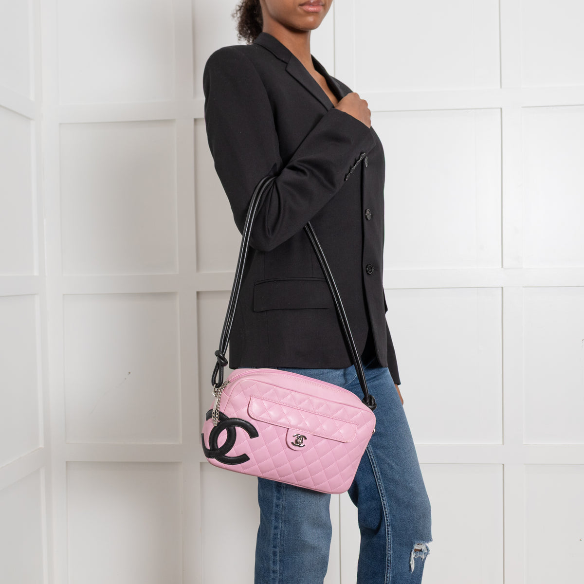Chanel Pink and Black Cambon Shoulder Bag