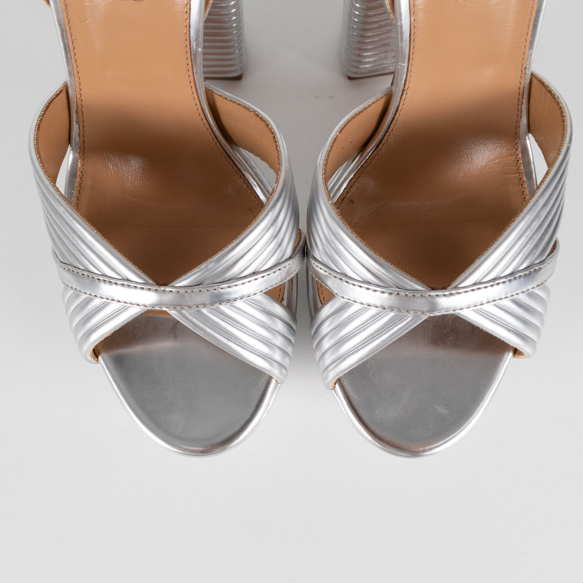 Aquazurra Silver Platform Heels