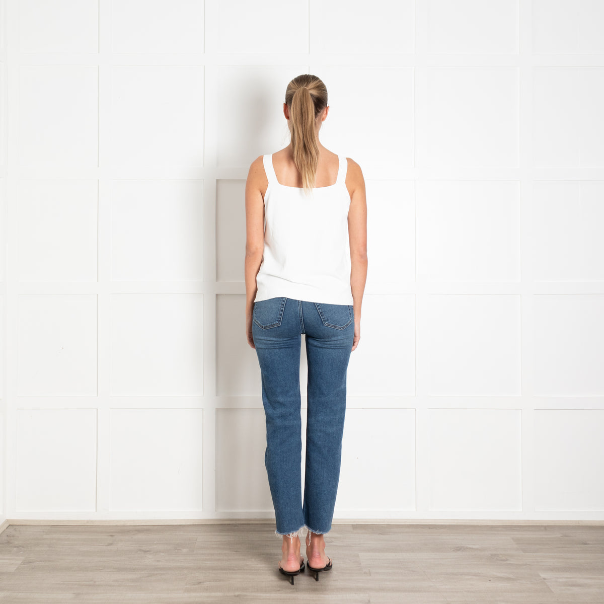 D'Exterior White Fine Knit Vest Top