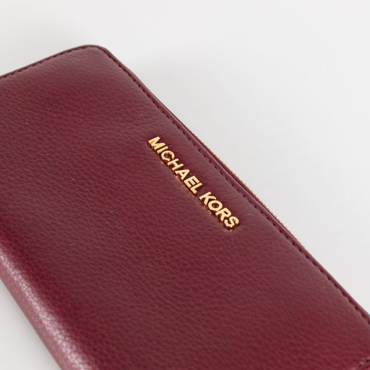 Michael Kors Carmine Purple Grained Leather Zip Around Wallet