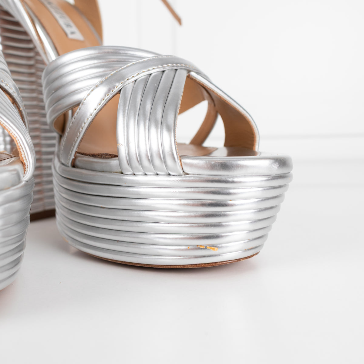 Aquazurra Silver Platform Heels