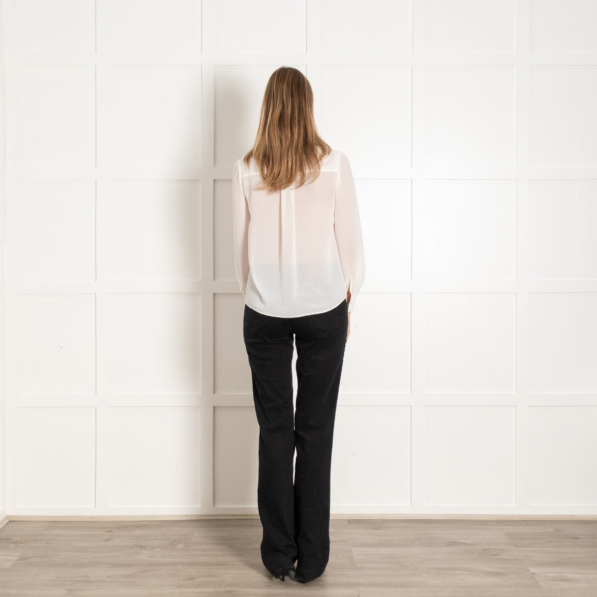 Self-Portrait White Flower Detailed Long-Sleeve Tied Blouse