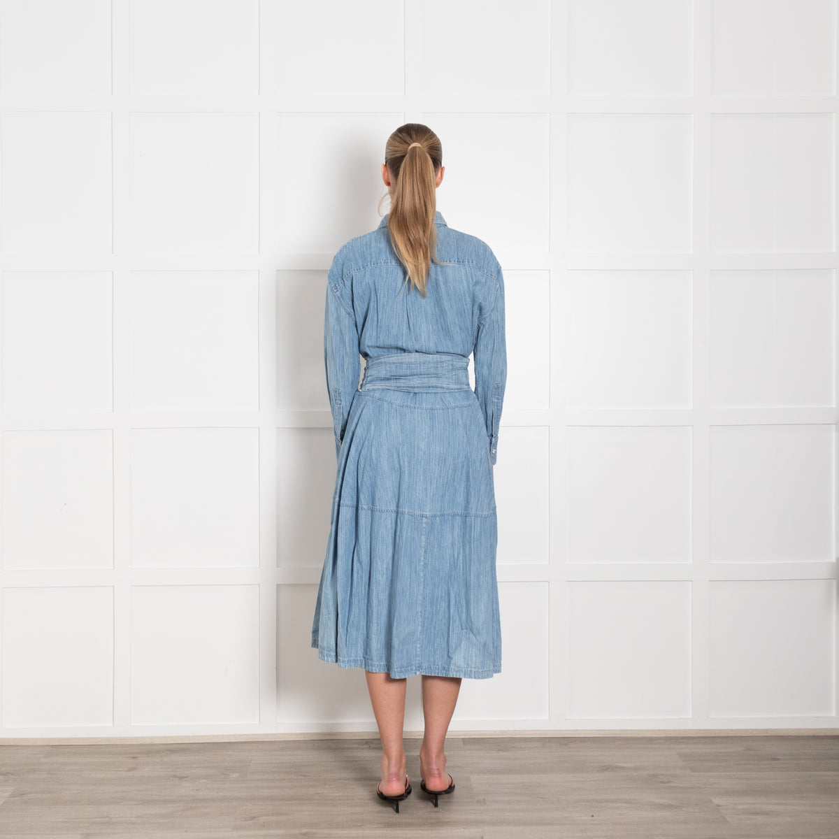 Marni Light Blue Denim Tiered Dress Plus Elasticated Belt