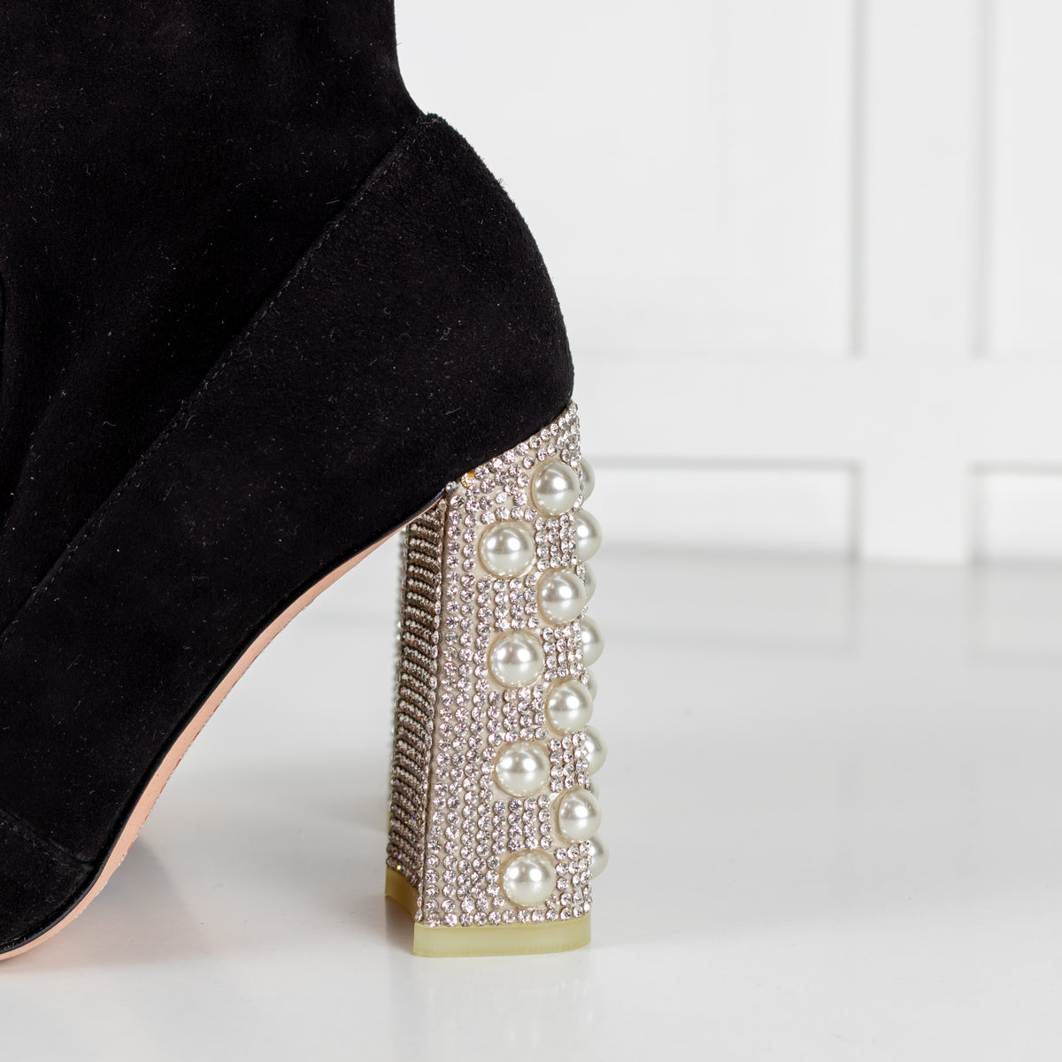 Sophia Webster Felicity Pearl & Diamond Block Heeled Boots