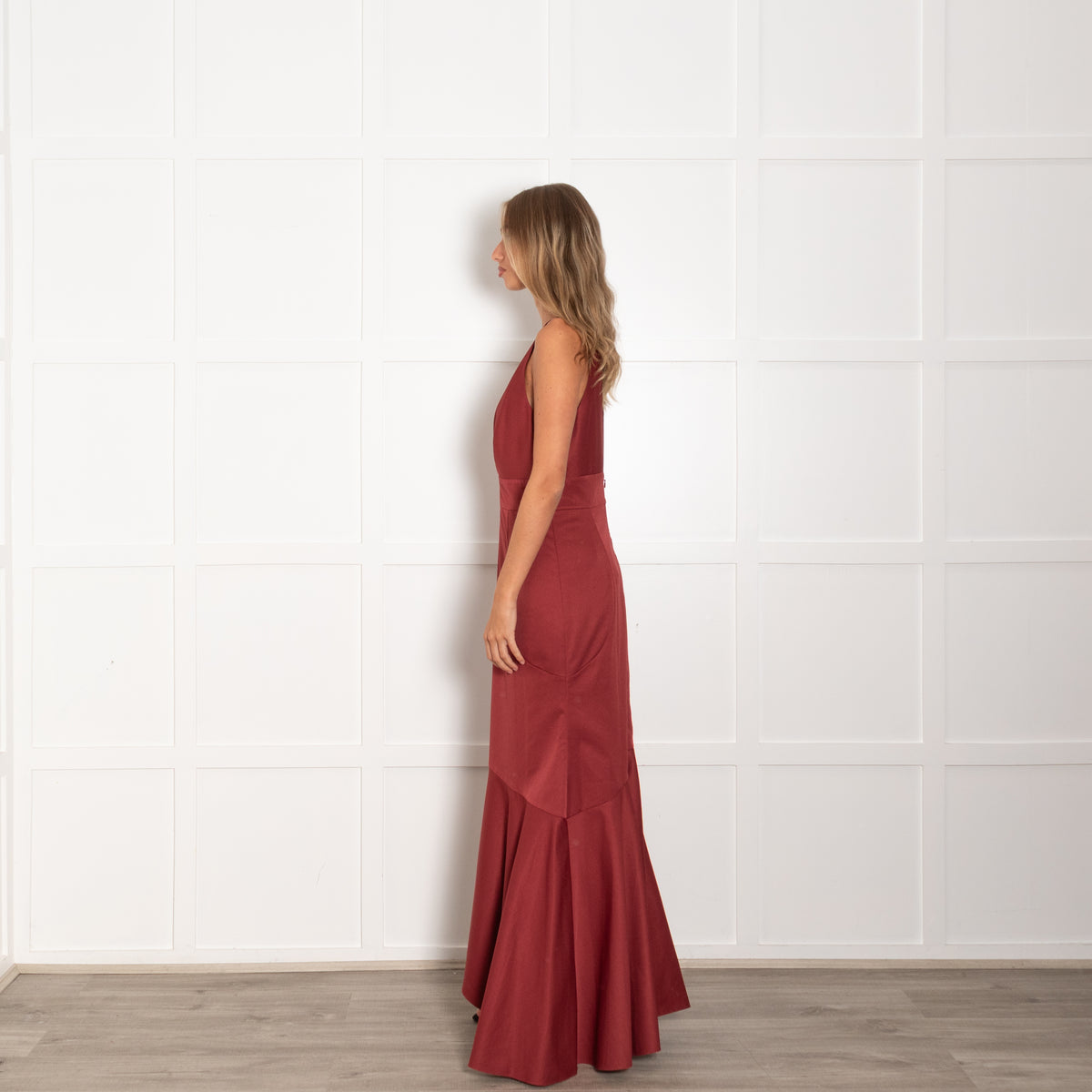 Sachin & Babi Dark Clay Ruffle Skirt Maxi Dress
