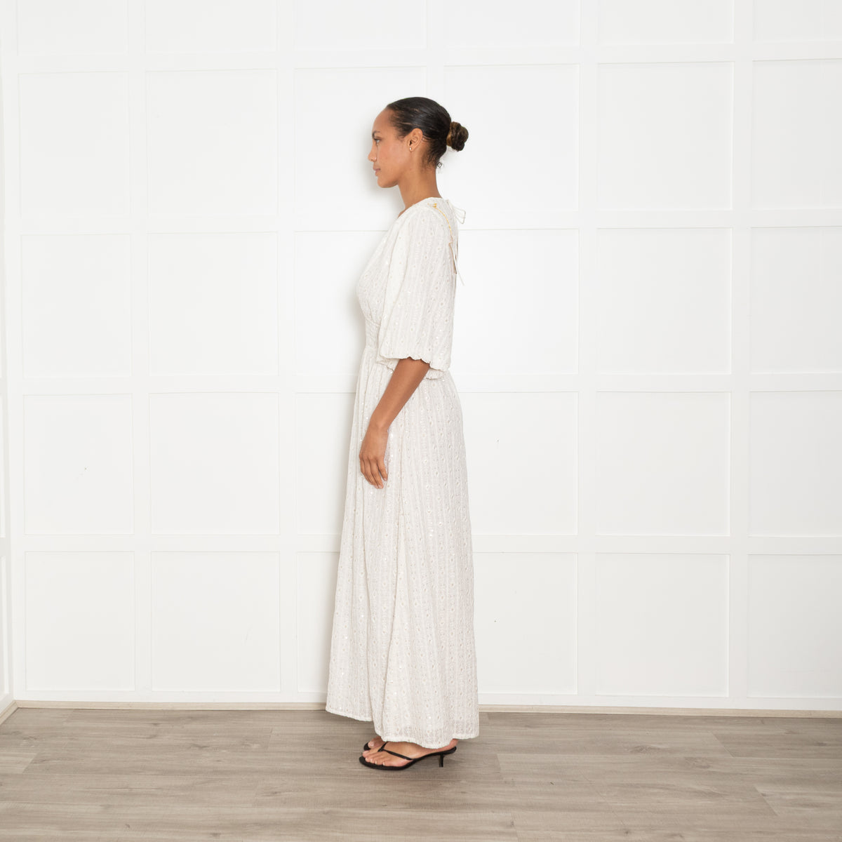 Sundress White Aurelie Tulum Maxi Dress With Gold Fleck UK 12/14