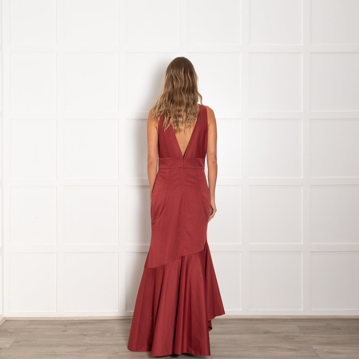 Sachin & Babi Dark Clay Ruffle Skirt Maxi Dress