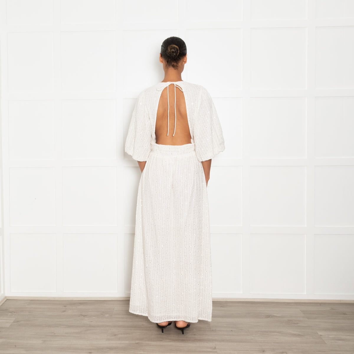 Sundress White Aurelie Tulum Maxi Dress With Gold Fleck UK 12/14