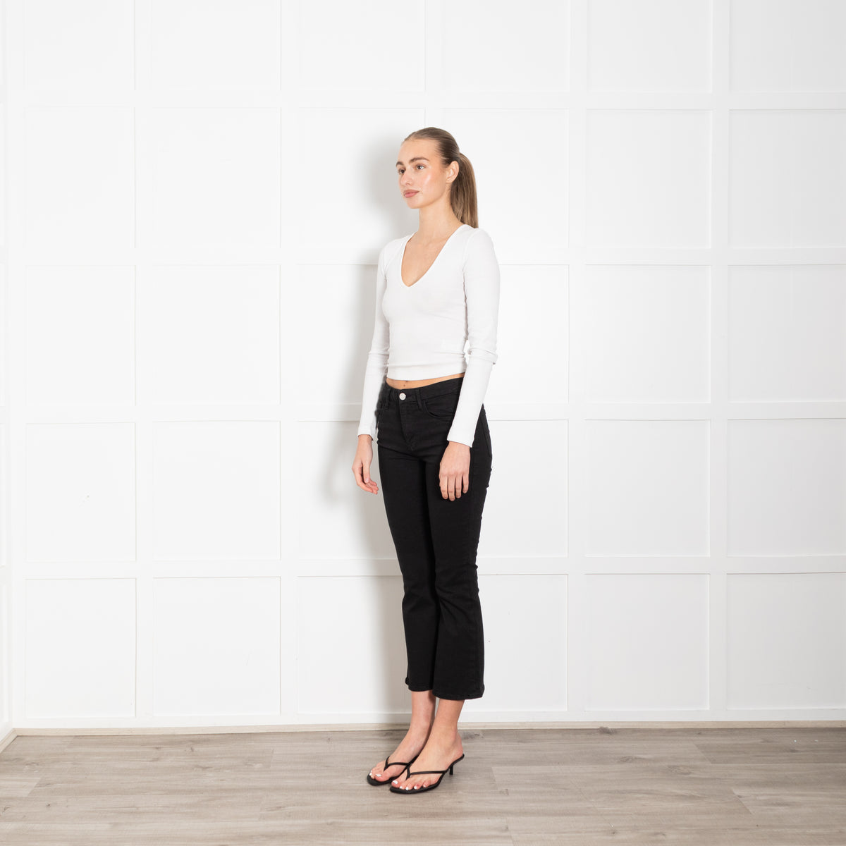 Frame Black Denim Le Crop Mini Boot Cut Jeans