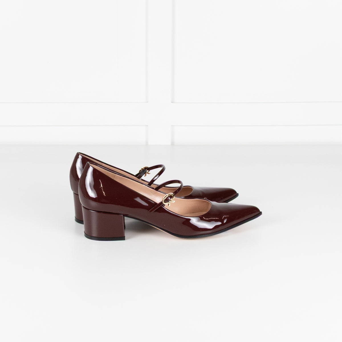 Gianvito Rossi Ribbon Jane Burgundy Shoes