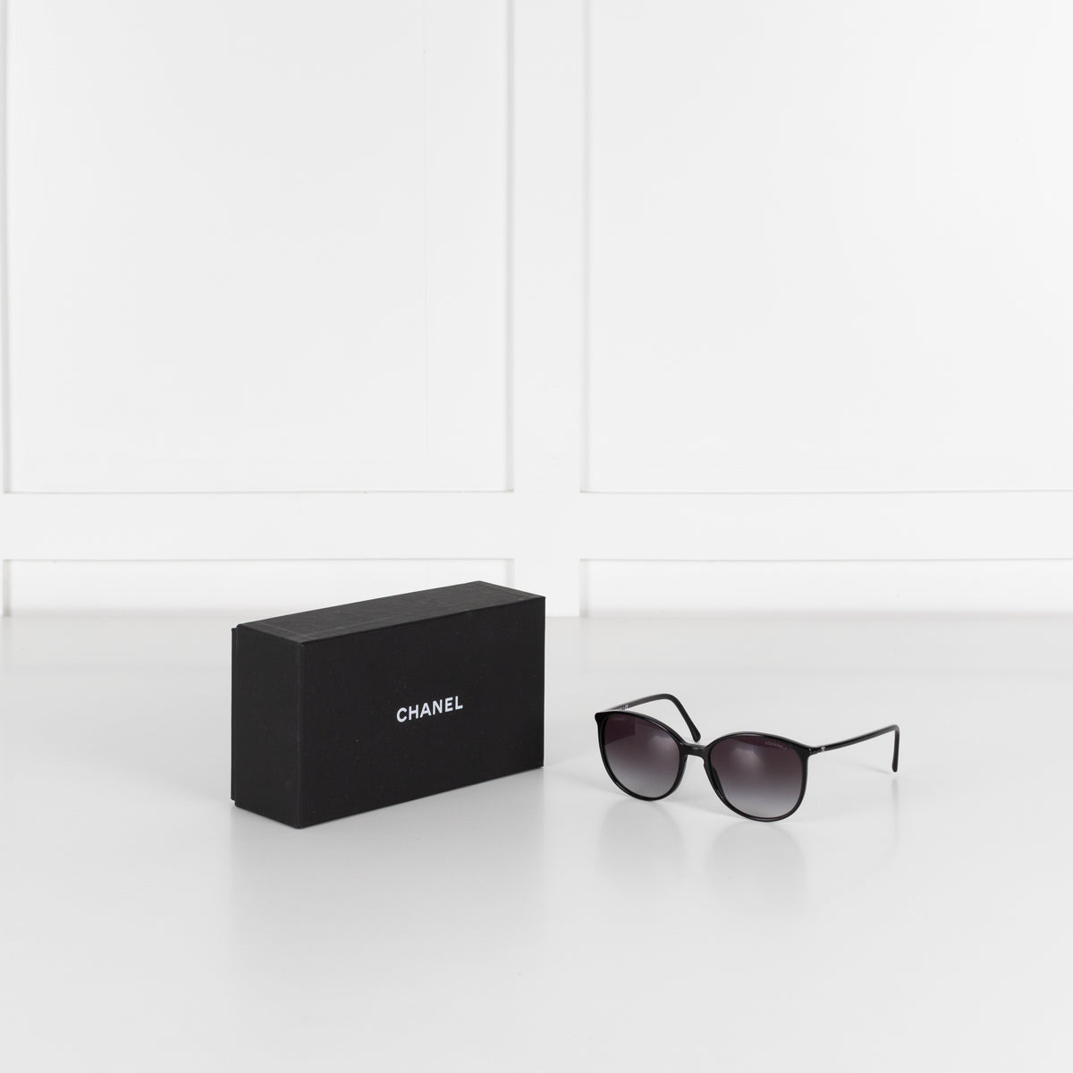 Chanel Black Rounded Sunglasses with Narrow Arms
