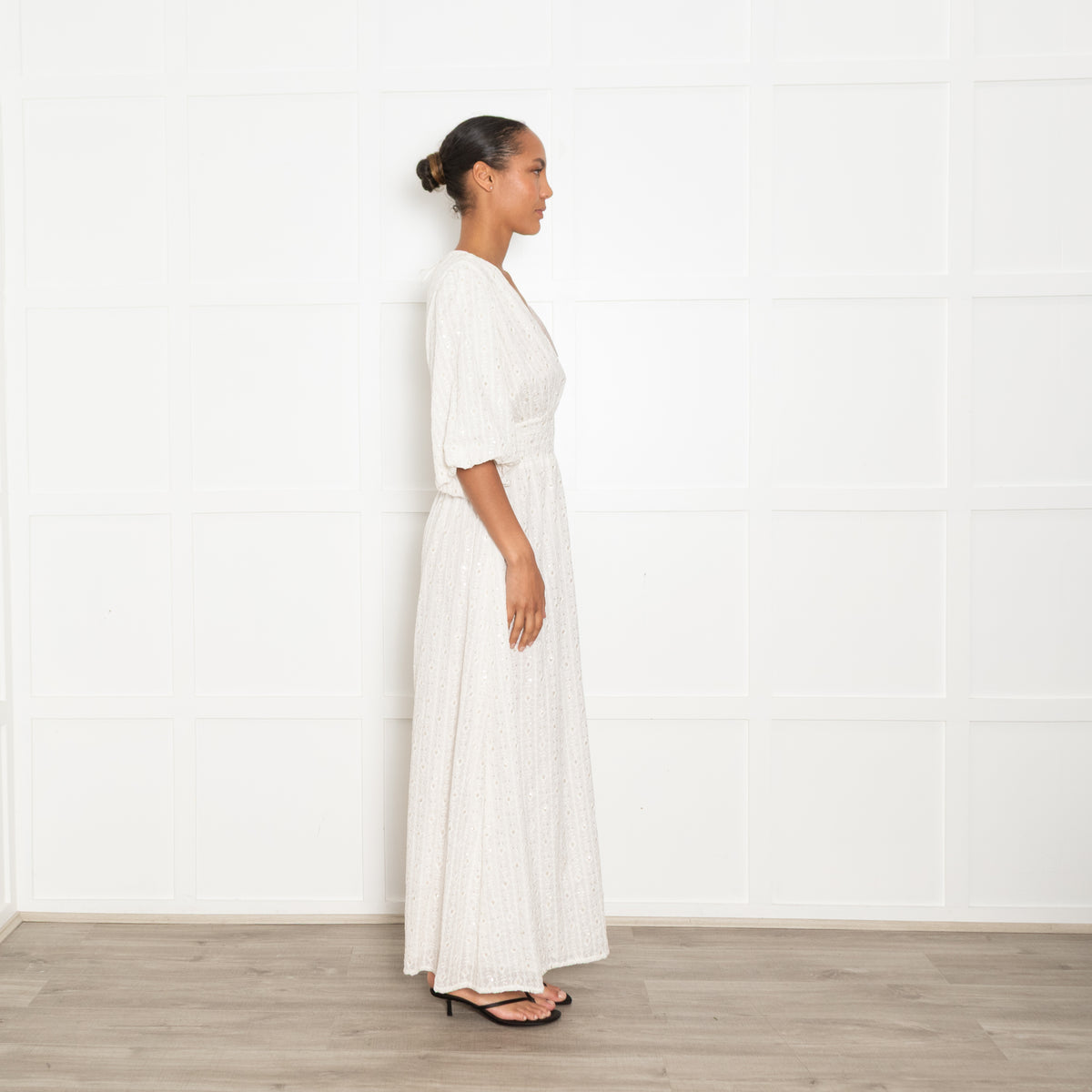 Sundress White Aurelie Tulum Maxi Dress With Gold Fleck UK 12/14