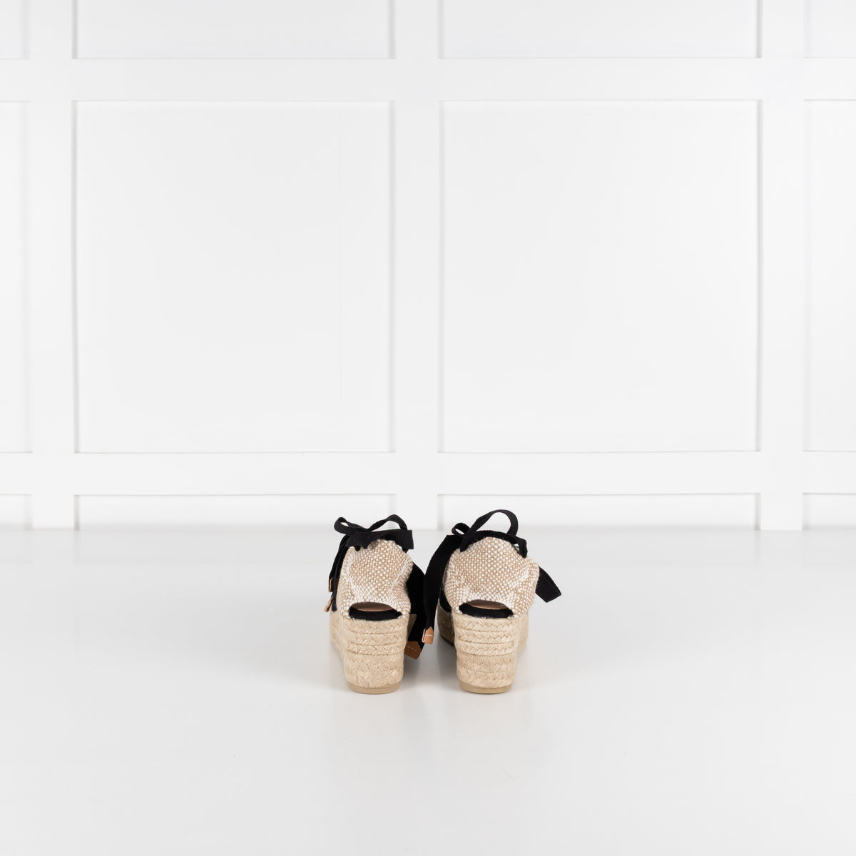 Castaner Black Linen Wedge Espadrilles