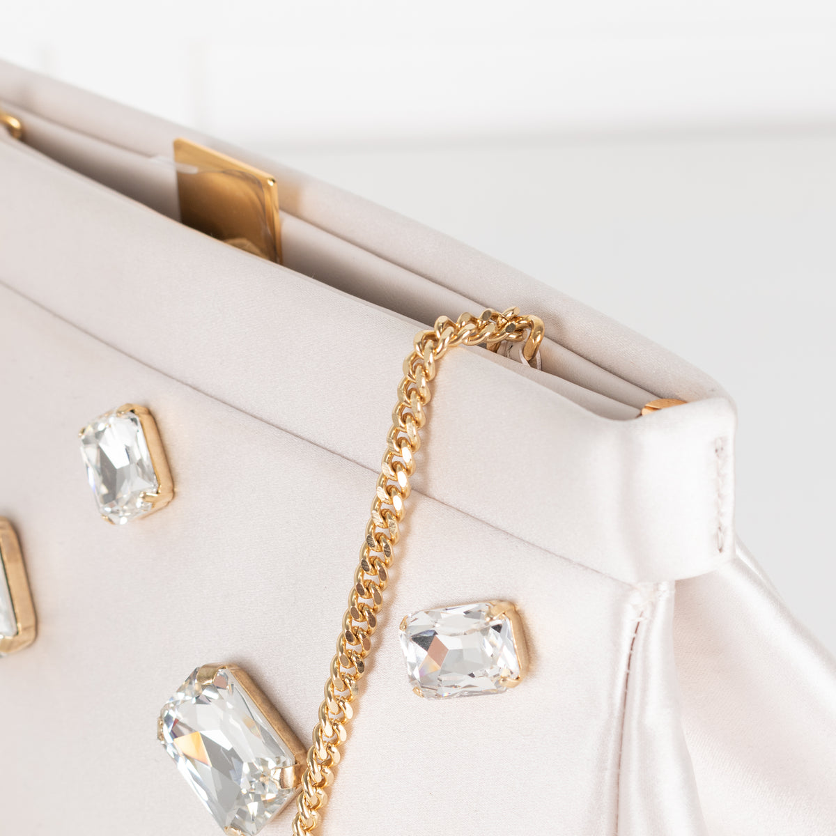 DeMellier Cannes Satin Clutch with Crystals