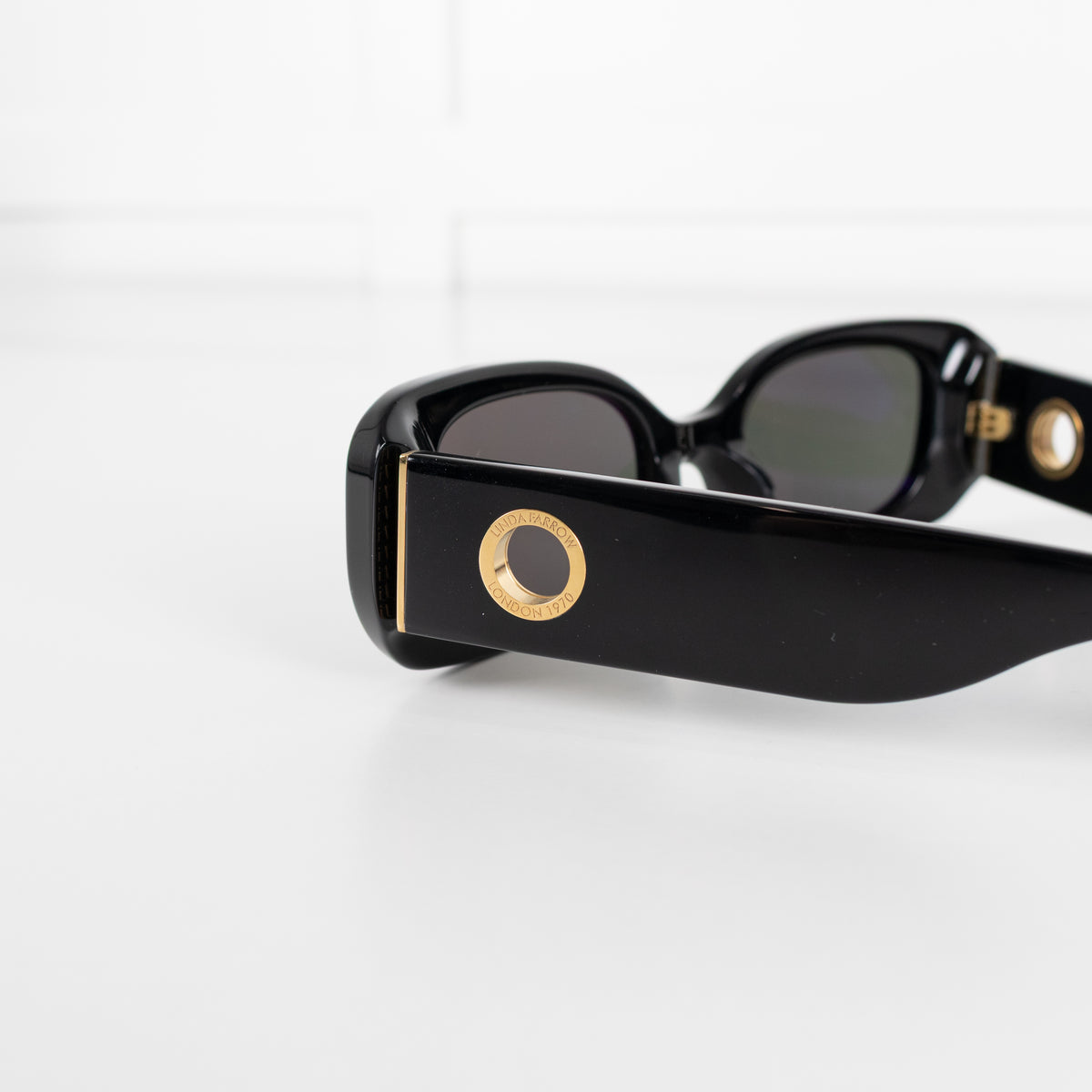 Linda Farrow Black Acetate Rectangle Shape