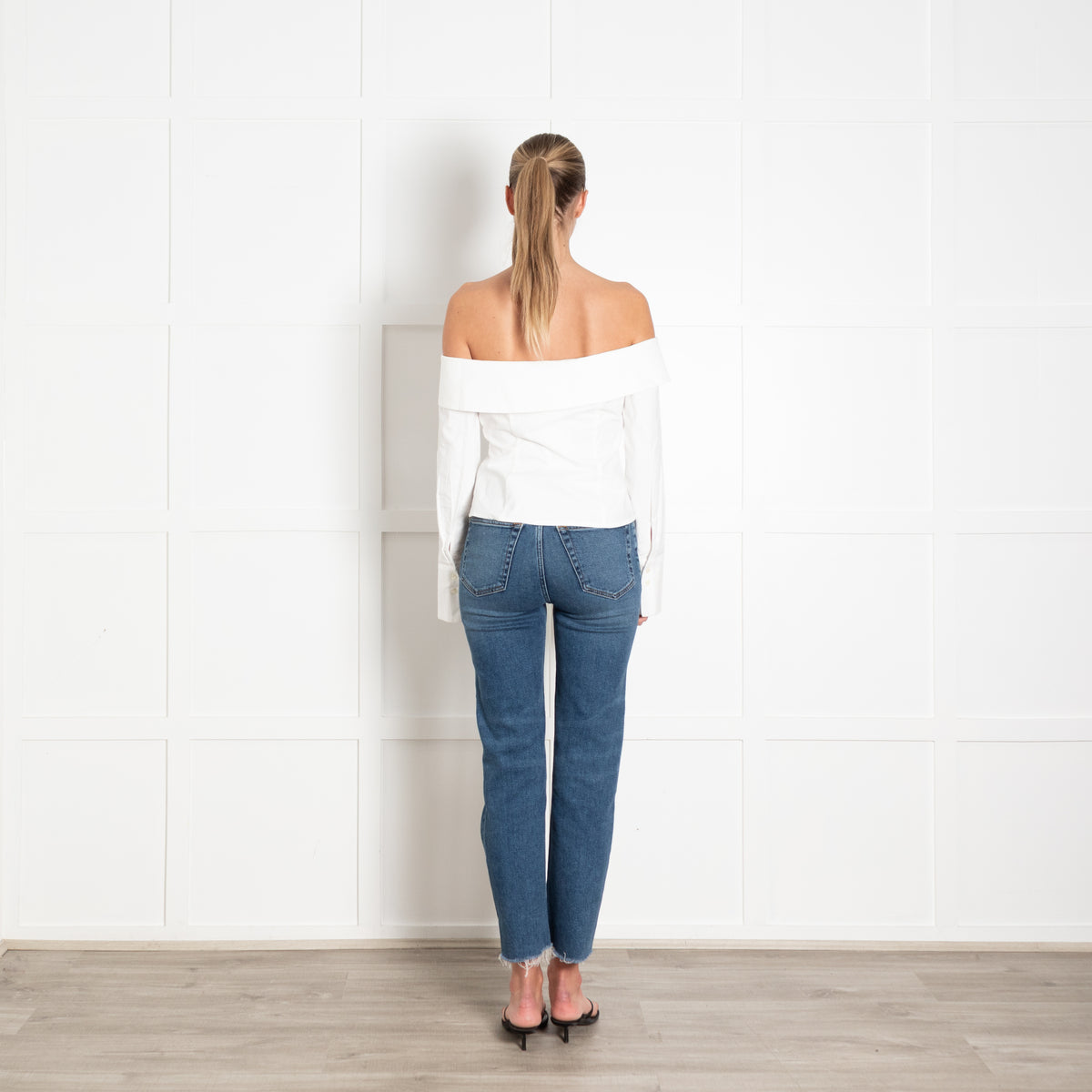 Meshki White Shrting Off Shoulder Top
