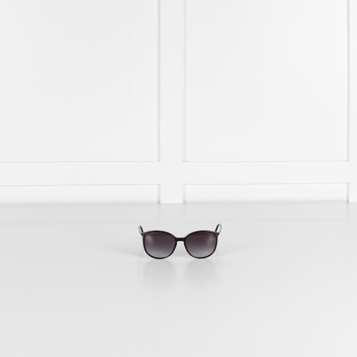 Chanel Black Rounded Sunglasses with Narrow Arms