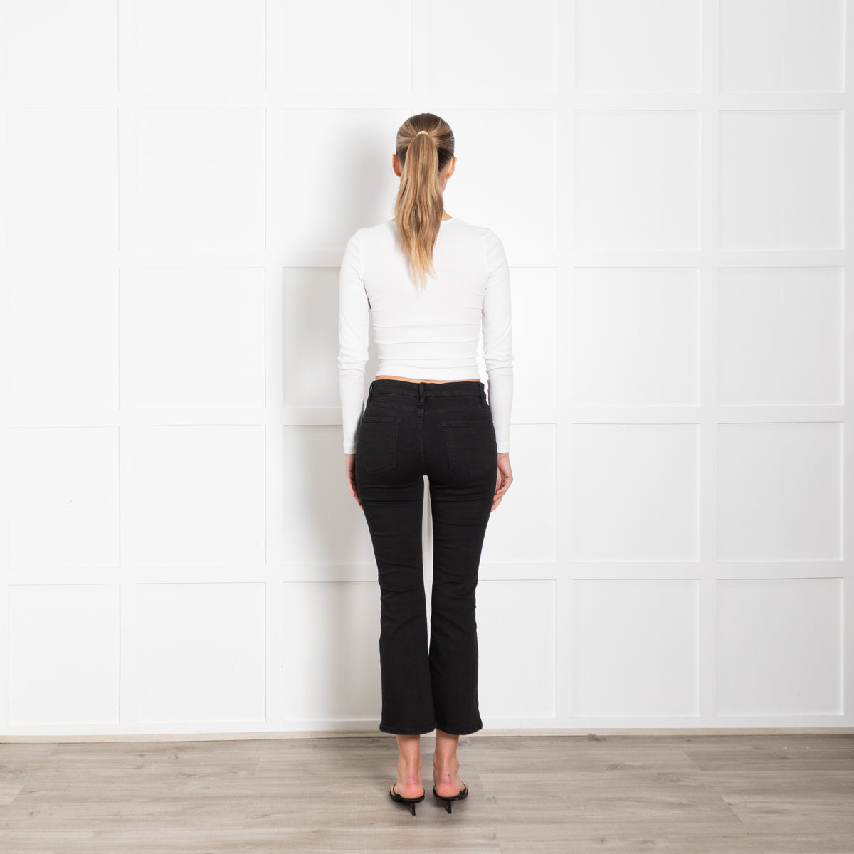 Frame Black Denim Le Crop Mini Boot Cut Jeans