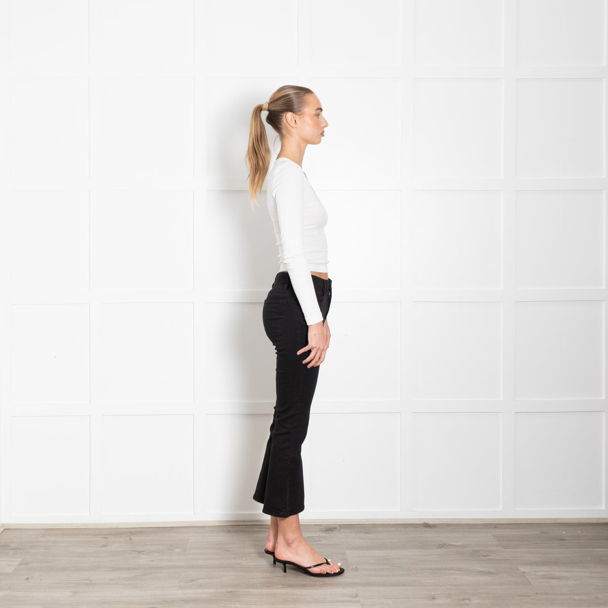 Frame Black Denim Le Crop Mini Boot Cut Jeans
