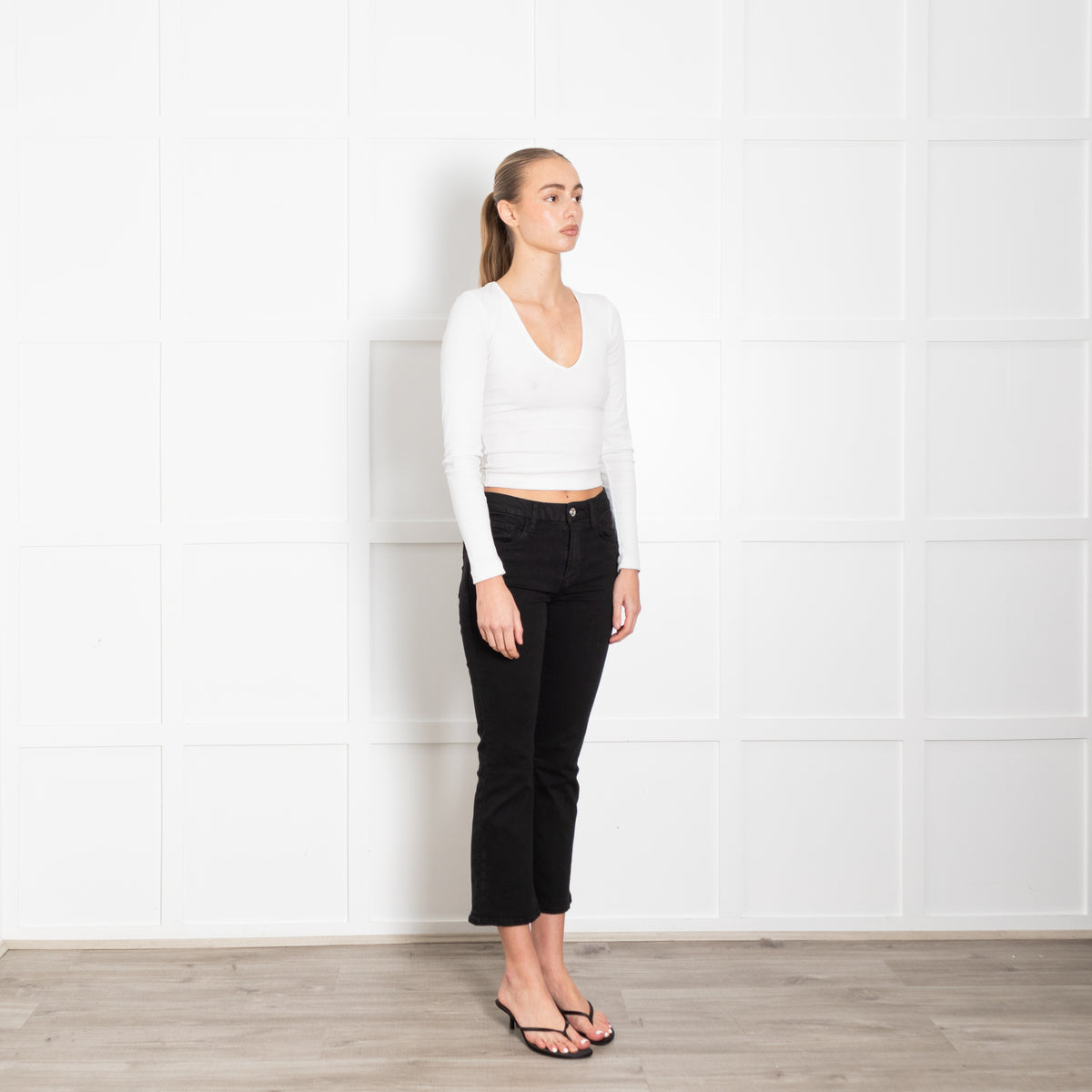Frame Black Denim Le Crop Mini Boot Cut Jeans