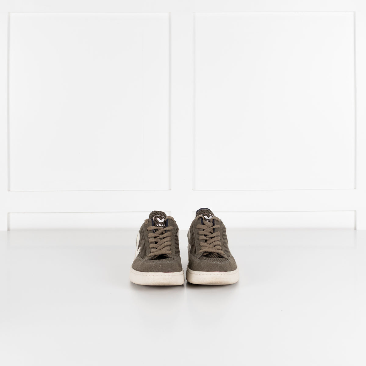 Veja V-12 Mesh Olive And White Trainers