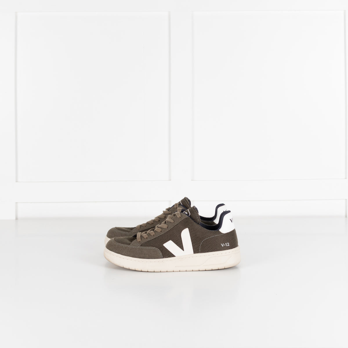 Veja V-12 Mesh Olive And White Trainers