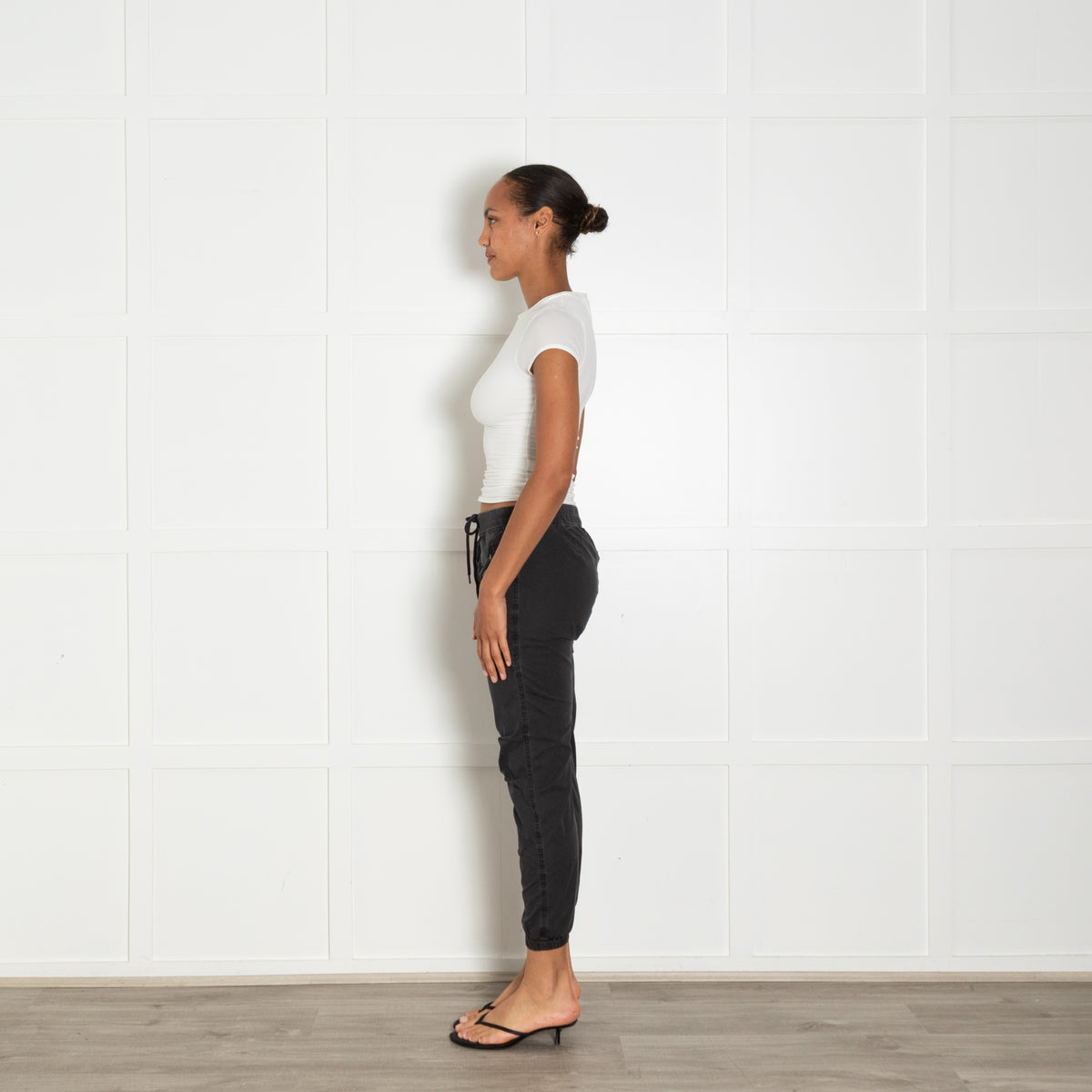 James Perse Navy Grey Cargo Style Cuffed Trousers With Drawstring Waist