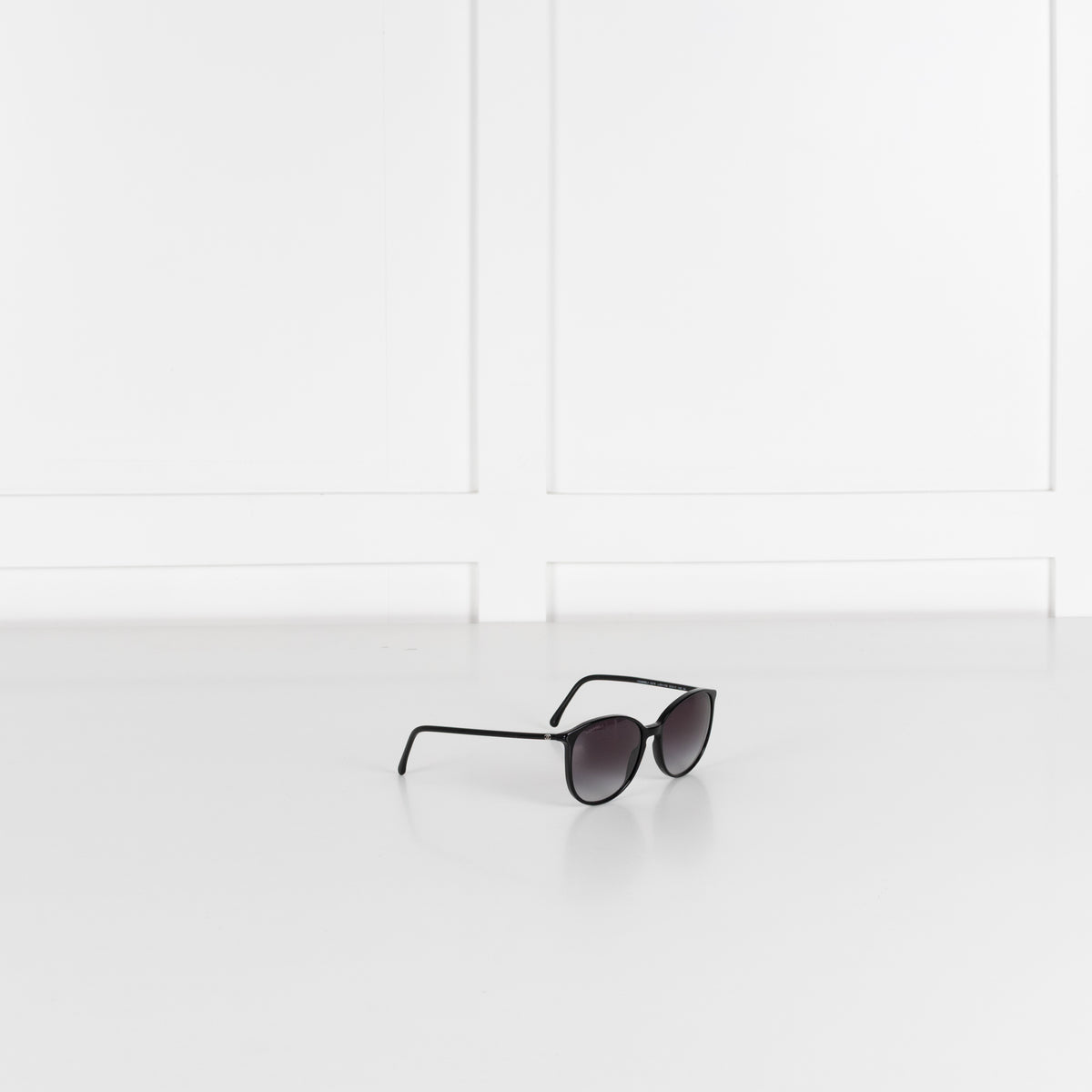 Chanel Black Rounded Sunglasses with Narrow Arms