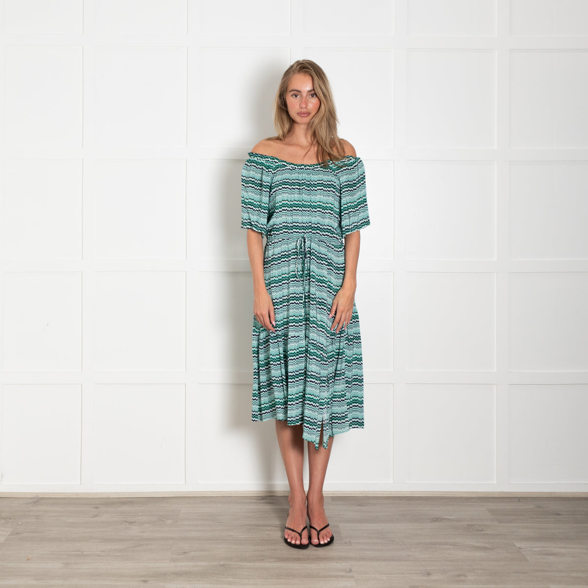 Cefinn Black & Zig Zag Midi Dress