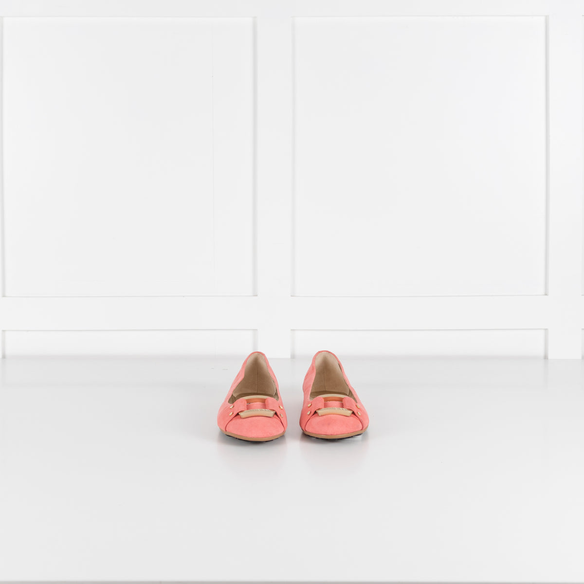 Jimmy Choo Light Coral Suede Morse Flat Shoe