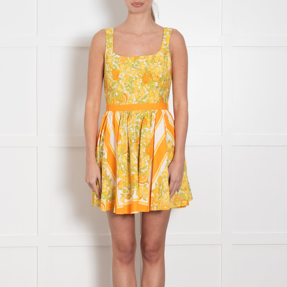 J Crew Yellow Orange Floral Sleeveless Mini Dress