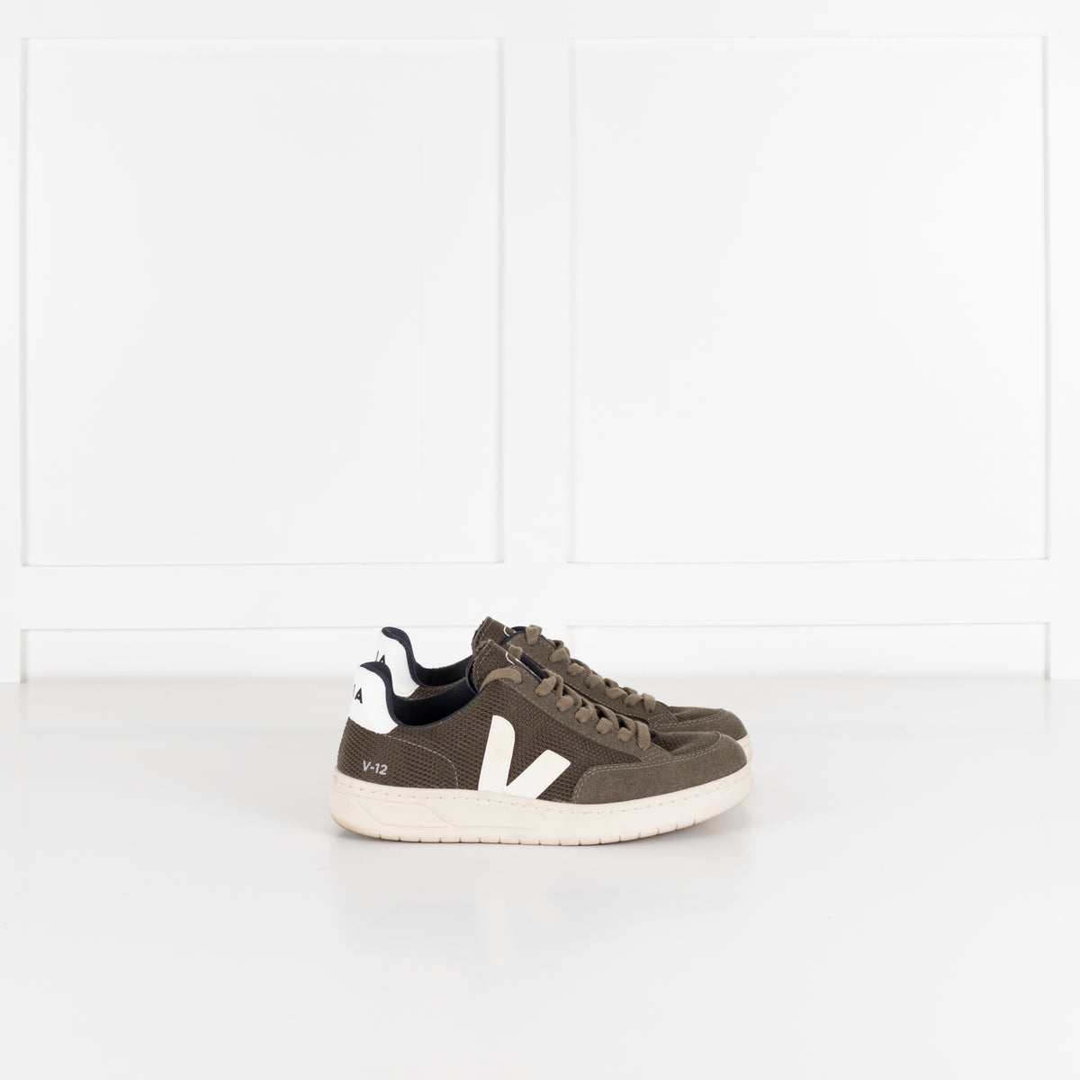 Veja V-12 Mesh Olive And White Trainers
