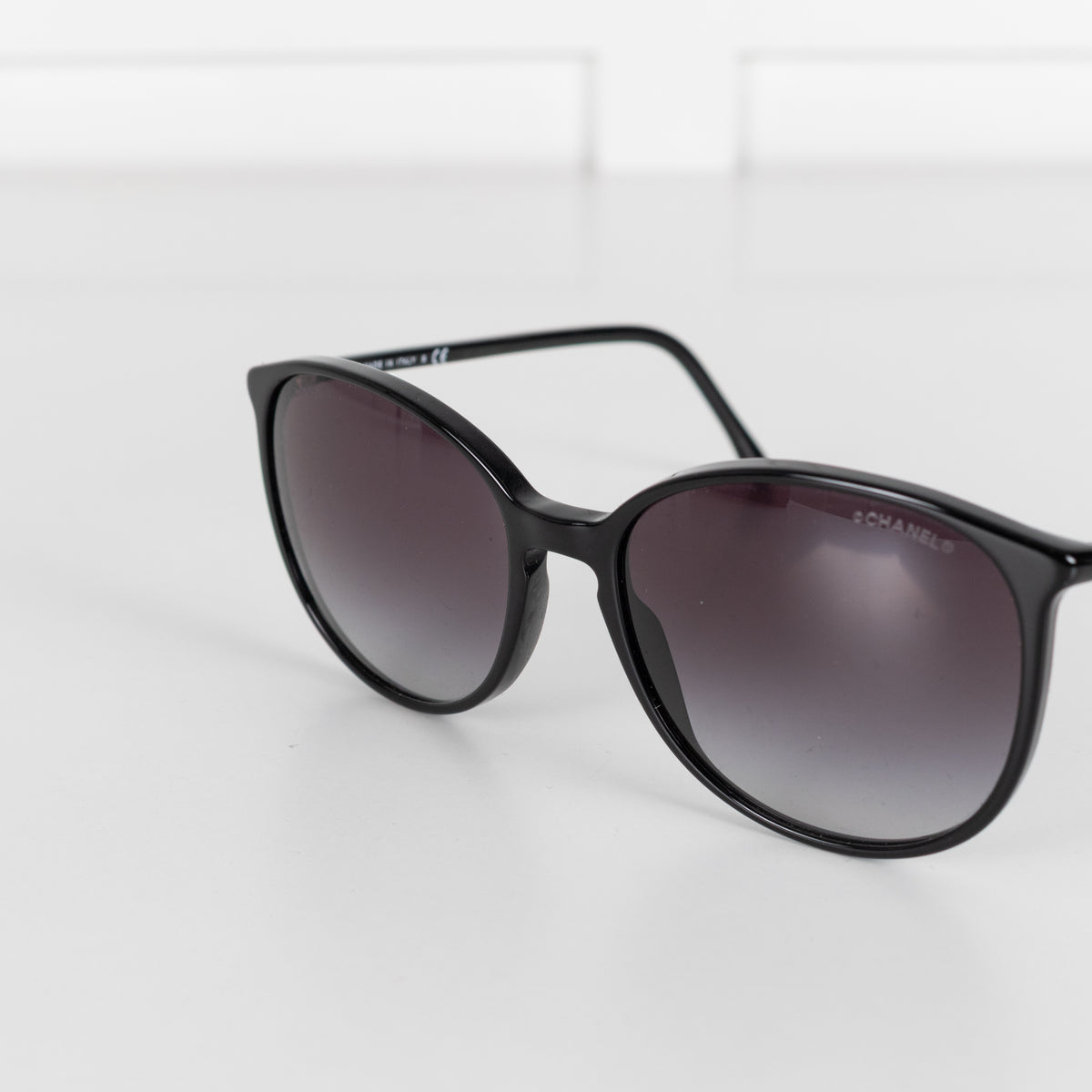 Chanel Black Rounded Sunglasses with Narrow Arms