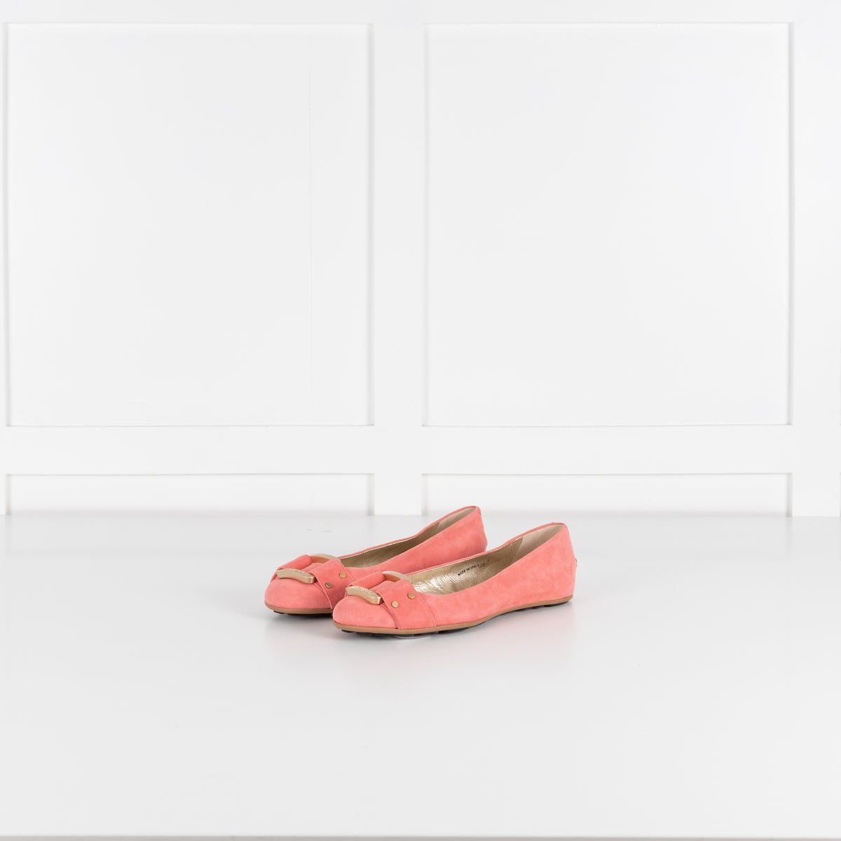 Jimmy Choo Light Coral Suede Morse Flat Shoe