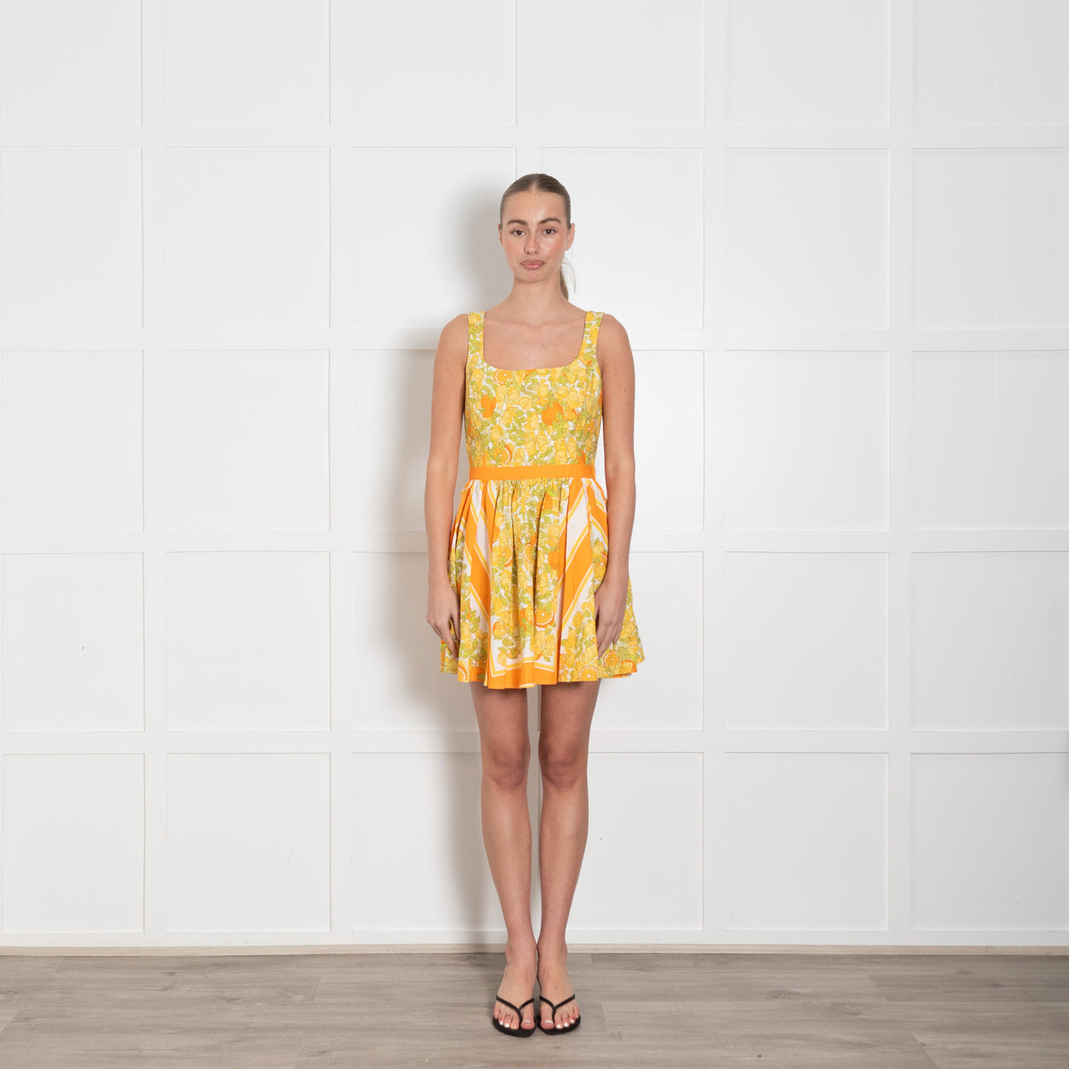 J Crew Yellow Orange Floral Sleeveless Mini Dress