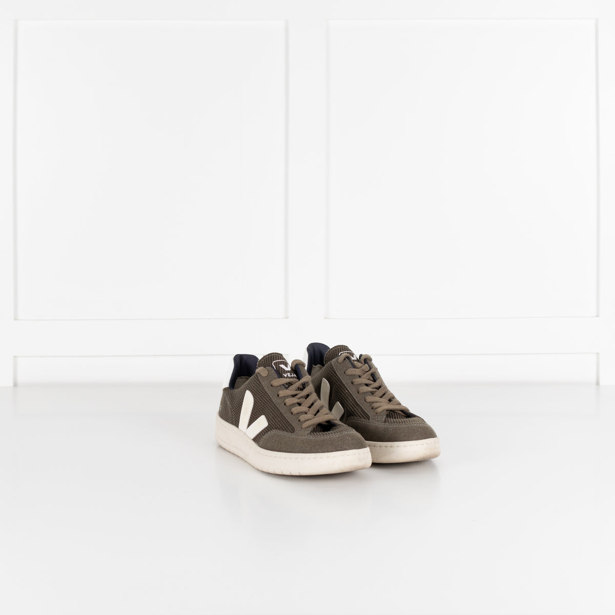 Veja V-12 Mesh Olive And White Trainers
