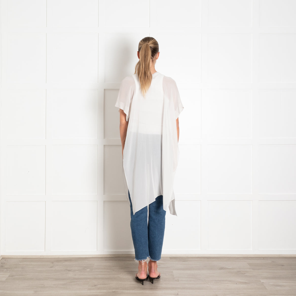 D'Exterior Pale Grey Chiffon Sleeveless Top