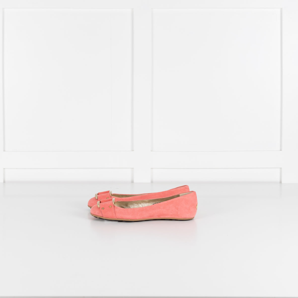 Jimmy Choo Light Coral Suede Morse Flat Shoe
