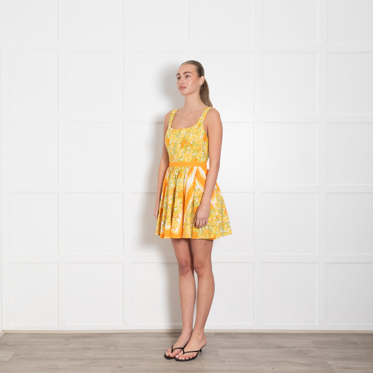 J Crew Yellow Orange Floral Sleeveless Mini Dress
