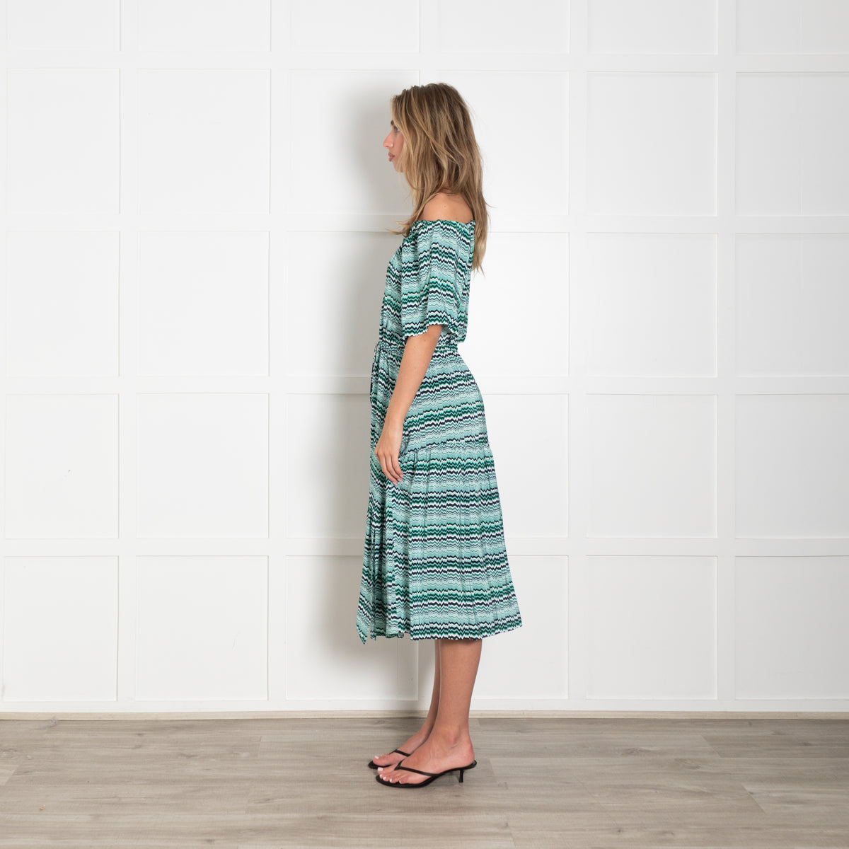 Cefinn Black & Zig Zag Midi Dress