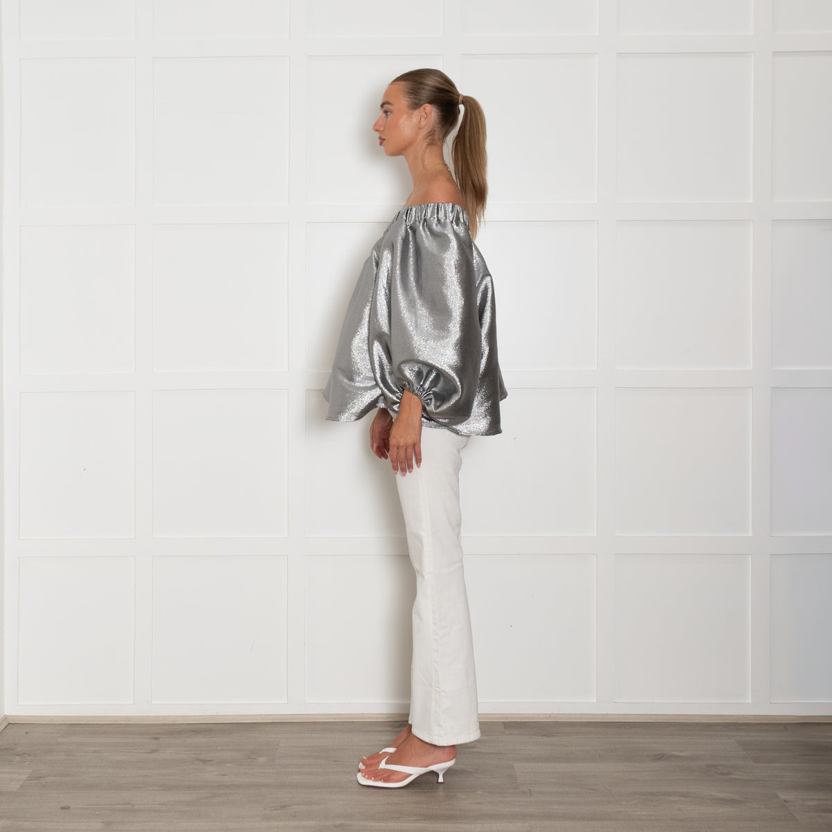 Art Club 101/120 Silver Glitter One Shoulder Top