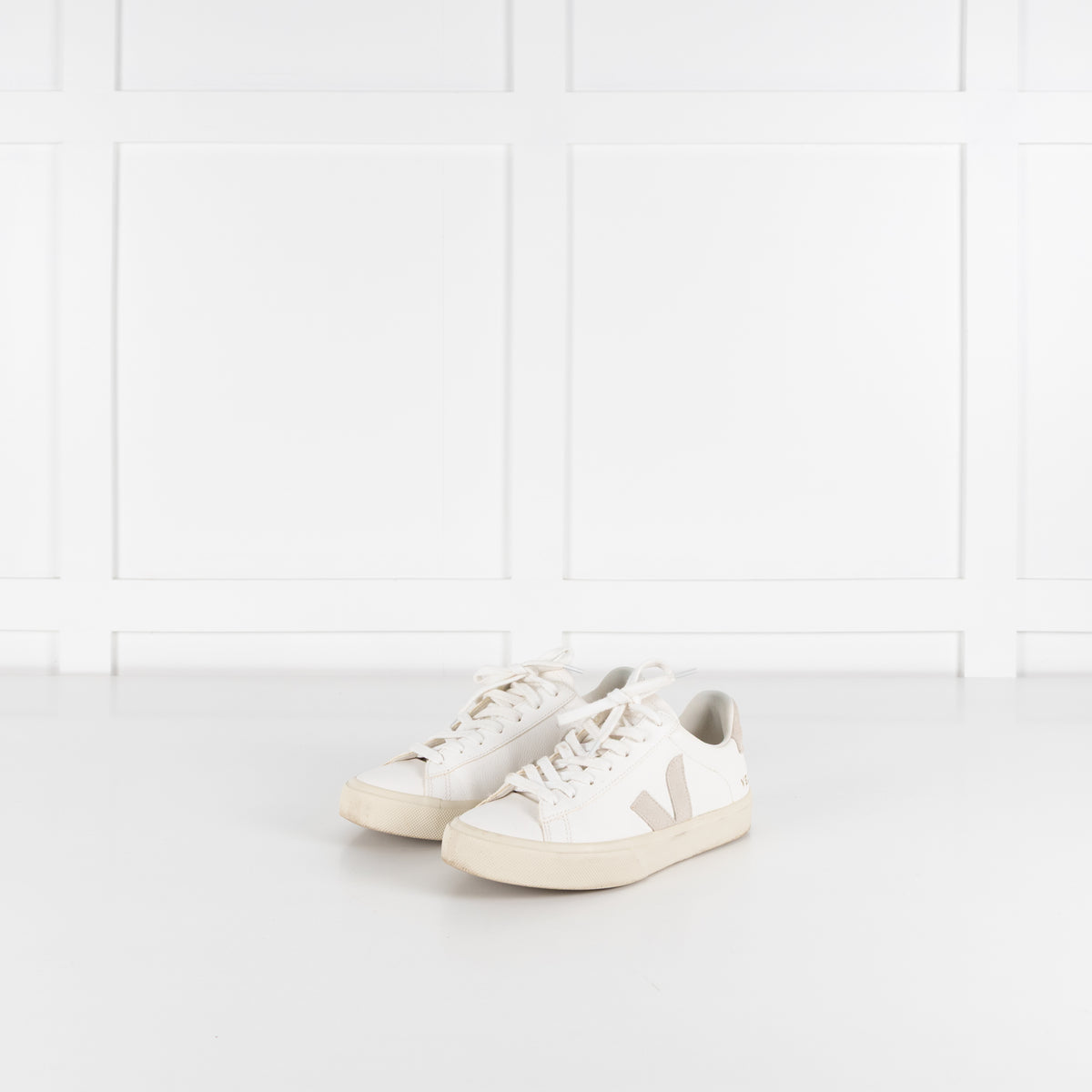 Veja White Leather Lace Up Trainers