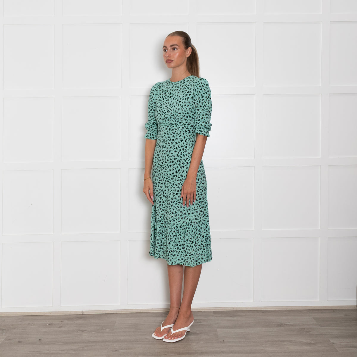Nobody's Child Turquoise Black Floral Dress